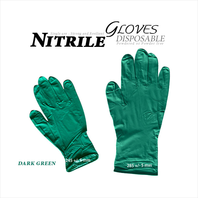 Nitrile Disposable Gloves - Dark Green