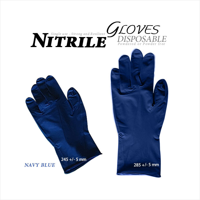 Nitrile Disposable Gloves - Navy Blue