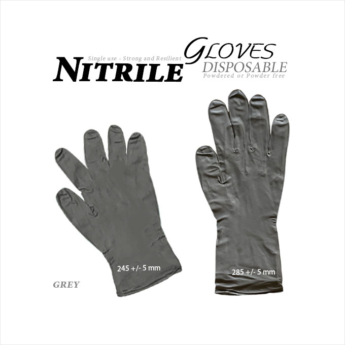 Nitrile Disposable Gloves - Grey