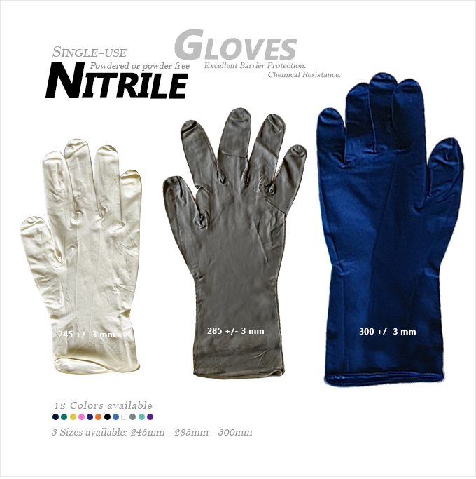 Nitrile Disposable Gloves - White - Grey - Navy Blue
